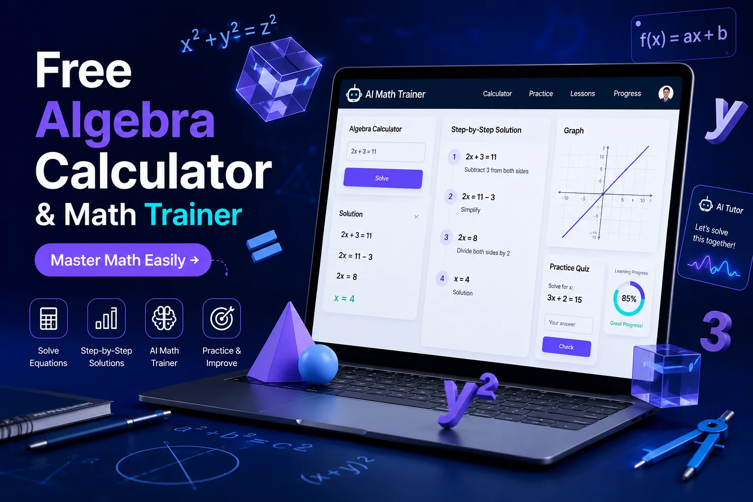 Free Algebra Calculator & Math Trainer – Master Math Easily